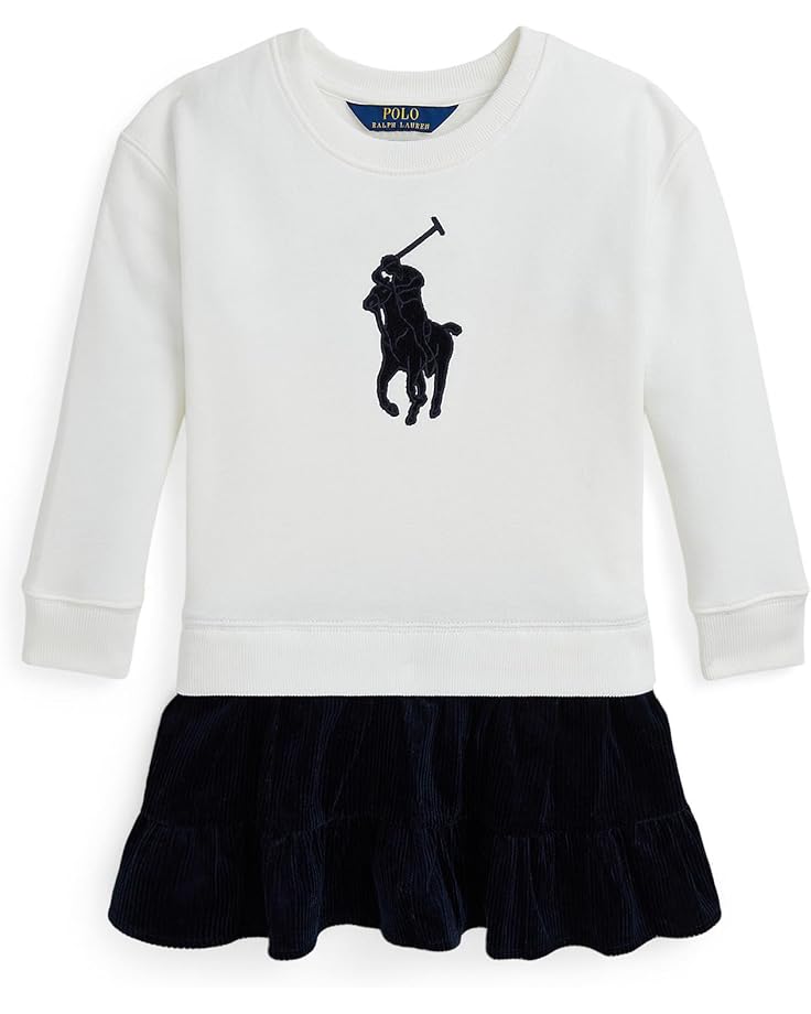 

Платье Polo Ralph Lauren Kids Big Pony Corduroy-Skirt Fleece Dress, цвет Deckwash White w/Navy