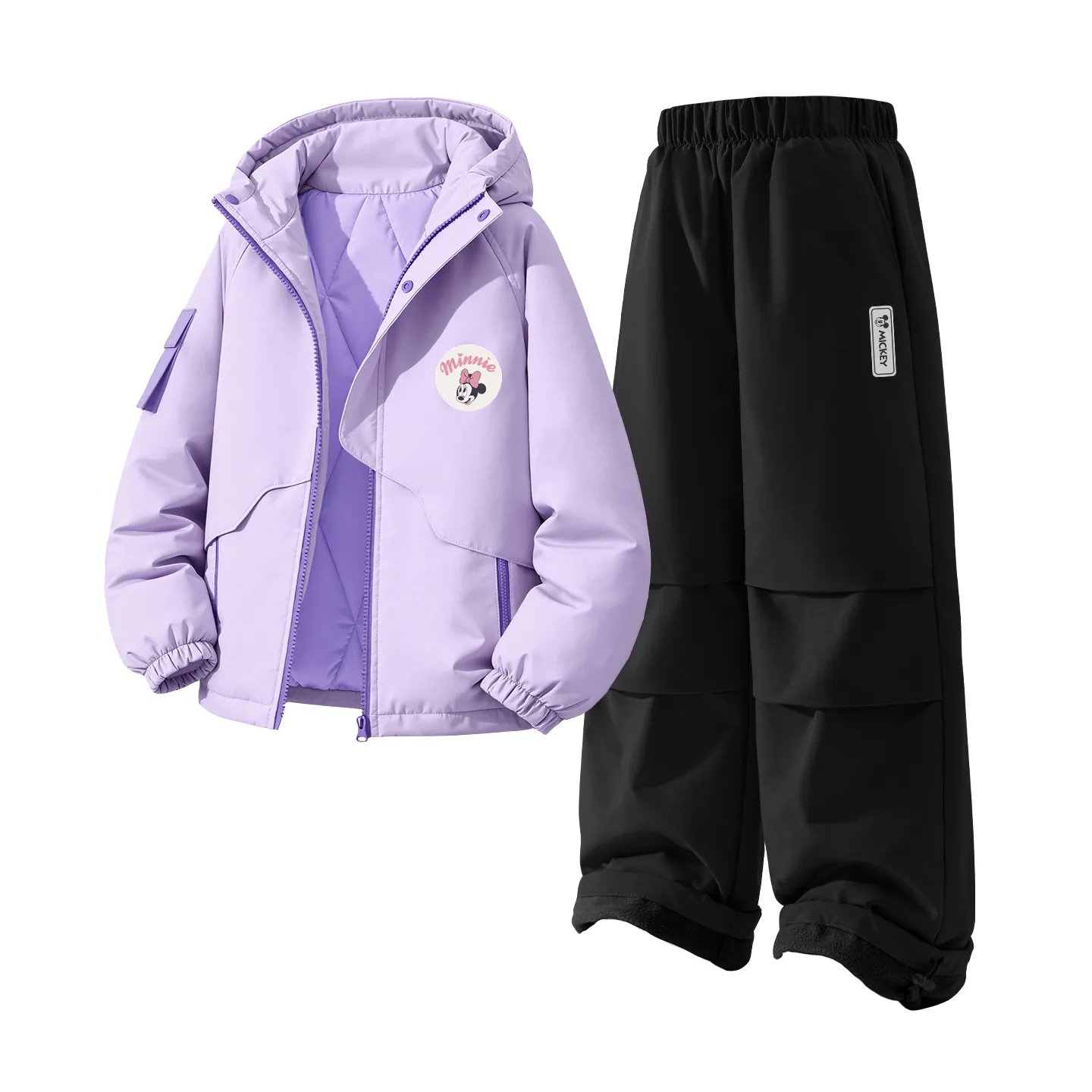 Детская повседневная худи с капюшоном Disney, [Thickened and Fleece-Lined]Dini Round Hook-and-Loop K Soft Purple+DiH Square Hook-and-Loop K Black