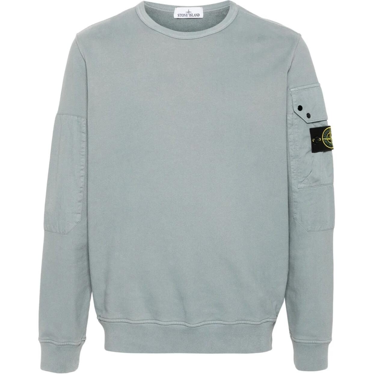 

Толстовка мужская синяя матовая шалфей Stone Island, синий