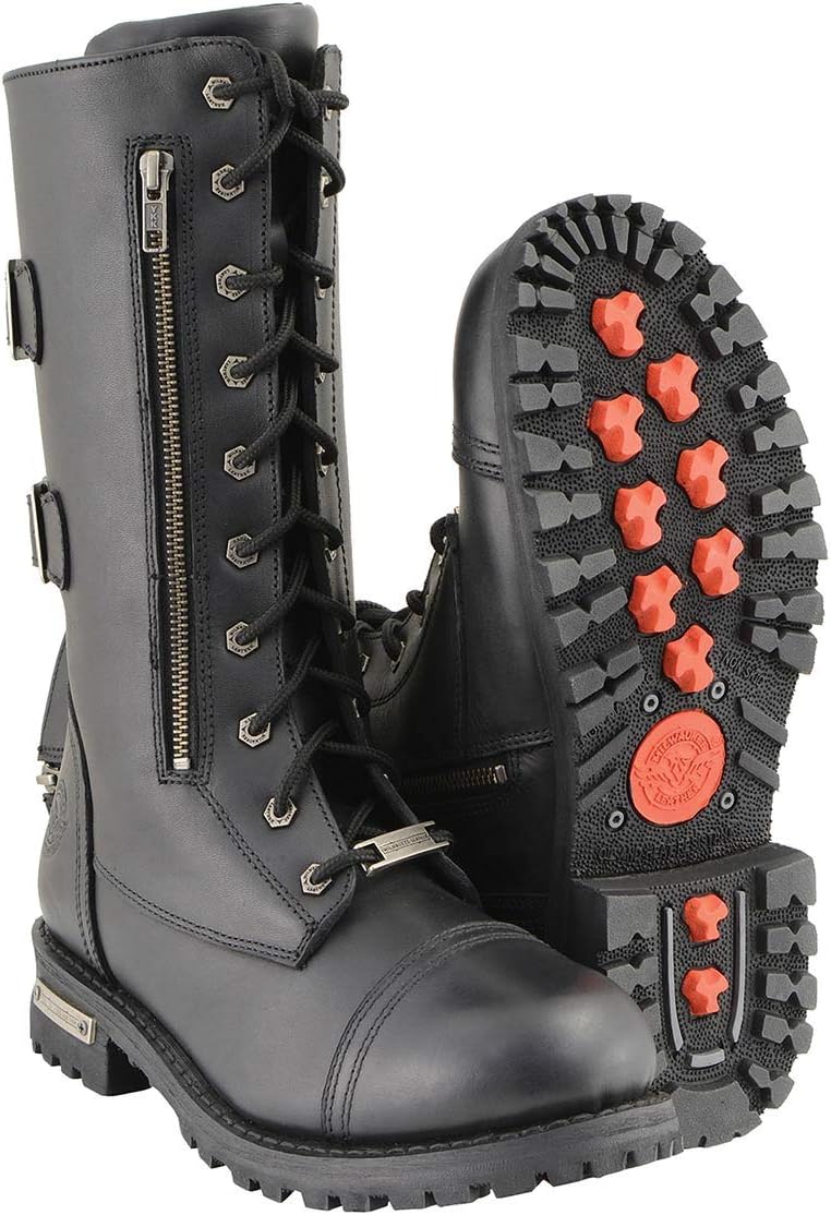 Мужские тактические кожаные ботинки Milwaukee Leather, 33 см, черные, на шнуровке с молнией и карманом для хранения MBM9069-11 ‎Milwaukee Leather — фото 3