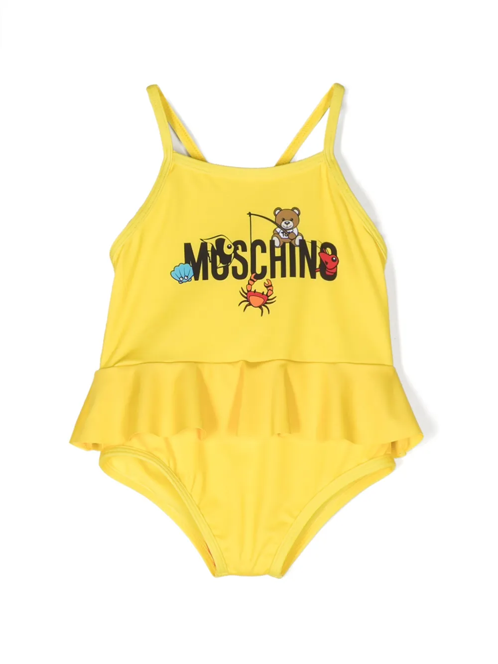 

Купальник с оборками и логотипом Moschino Kids, желтый