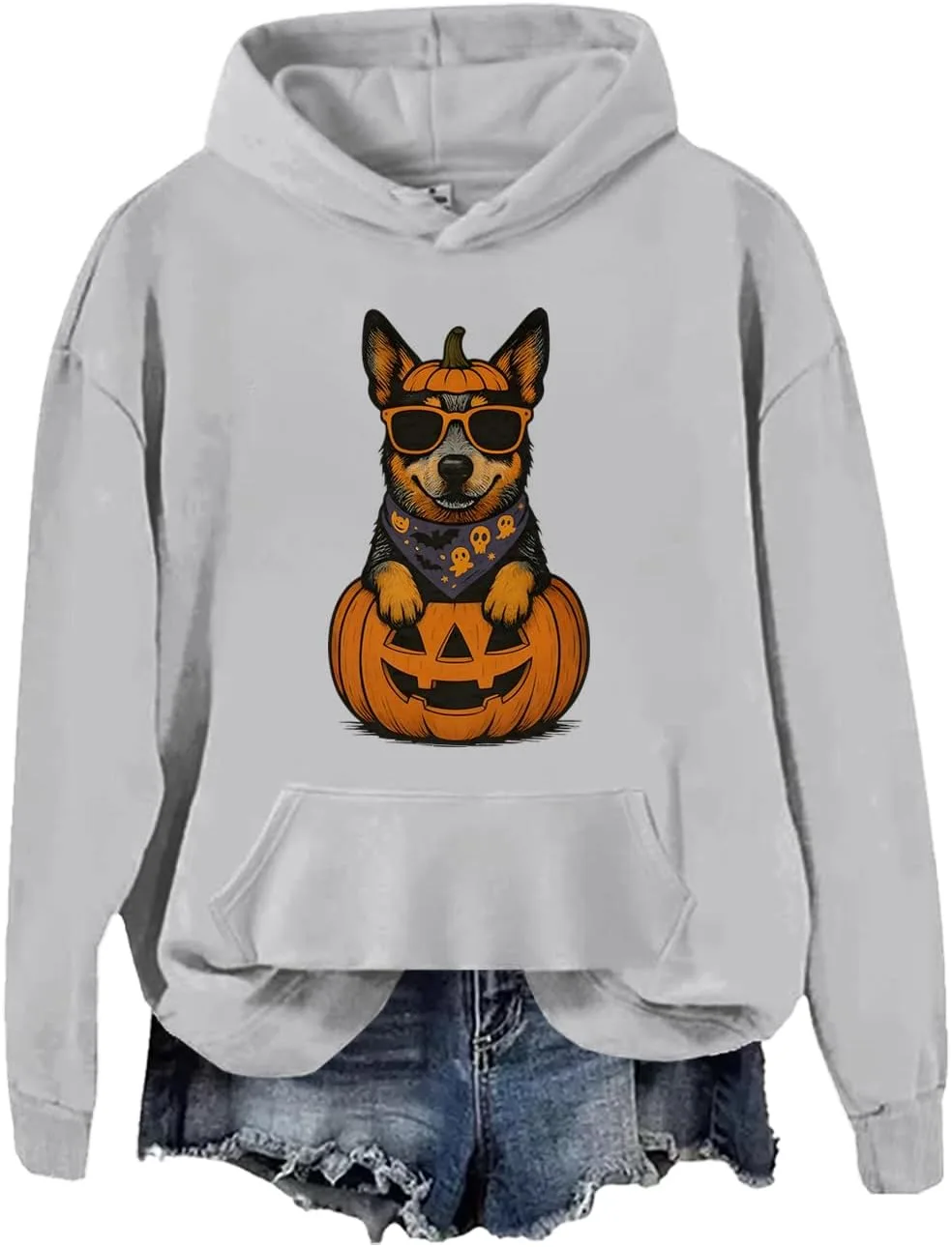 

Свитшот Halloween Blue Heeler с капюшоном и принтом