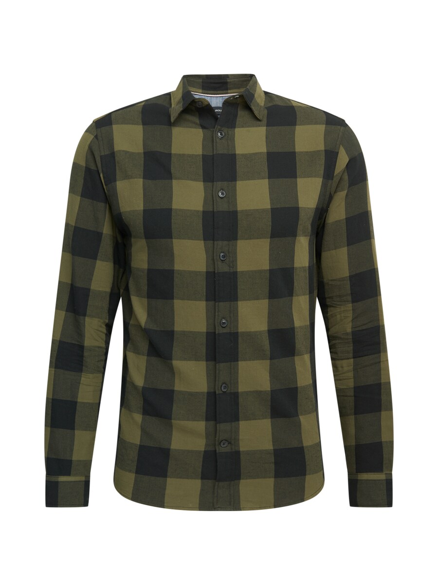 

Клетчатая рубашка JACK & JONES Regular fit Button Up Shirt Gingham, оливковый