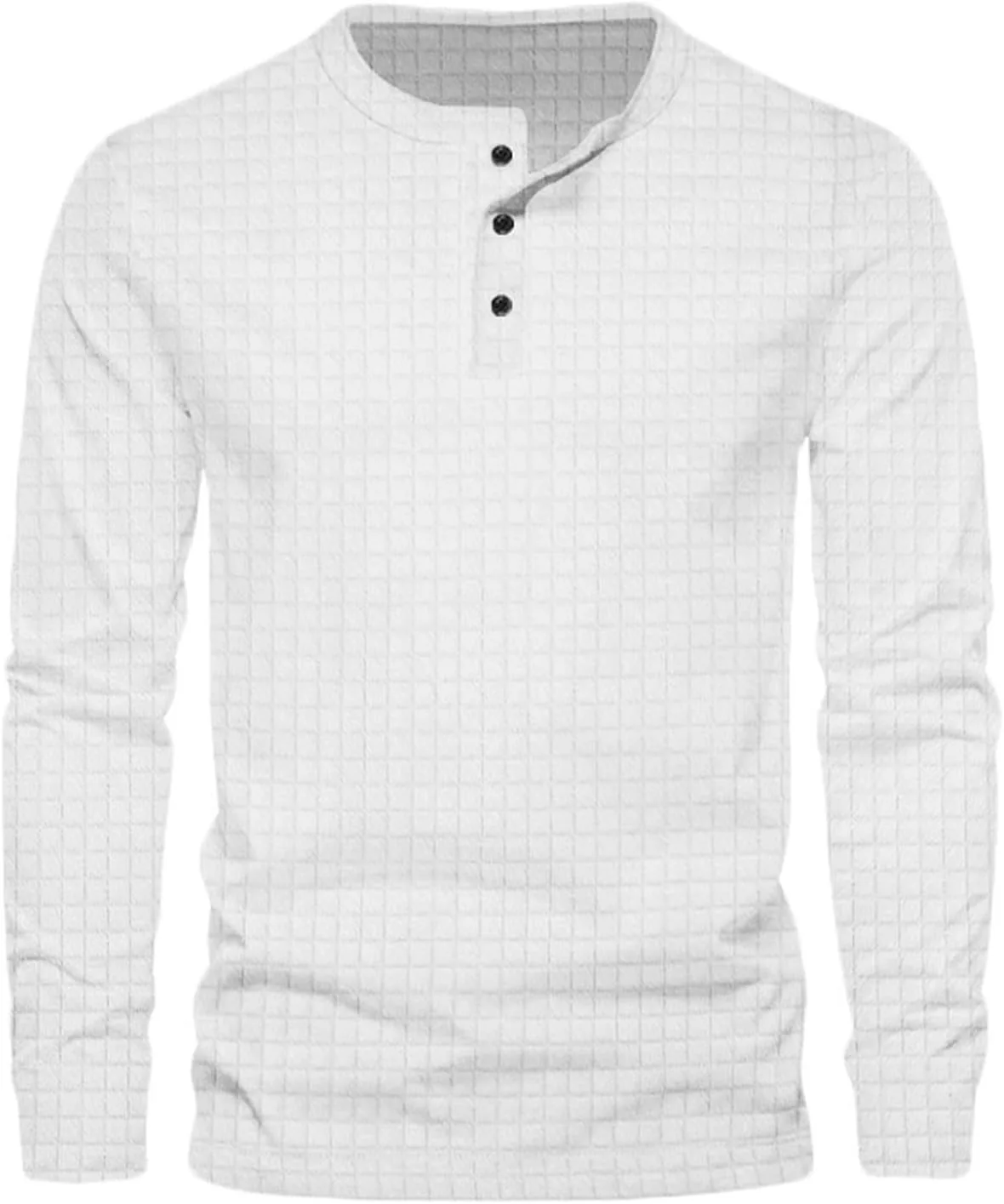 

Мужская повседневная футболка-поло waffle knit с длинным рукавом и тремя пуговицами Xiaojmake