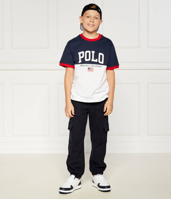 Футболка детская Polo Ralph Lauren двухцветная с окантовкой, бело-синий — фото 2