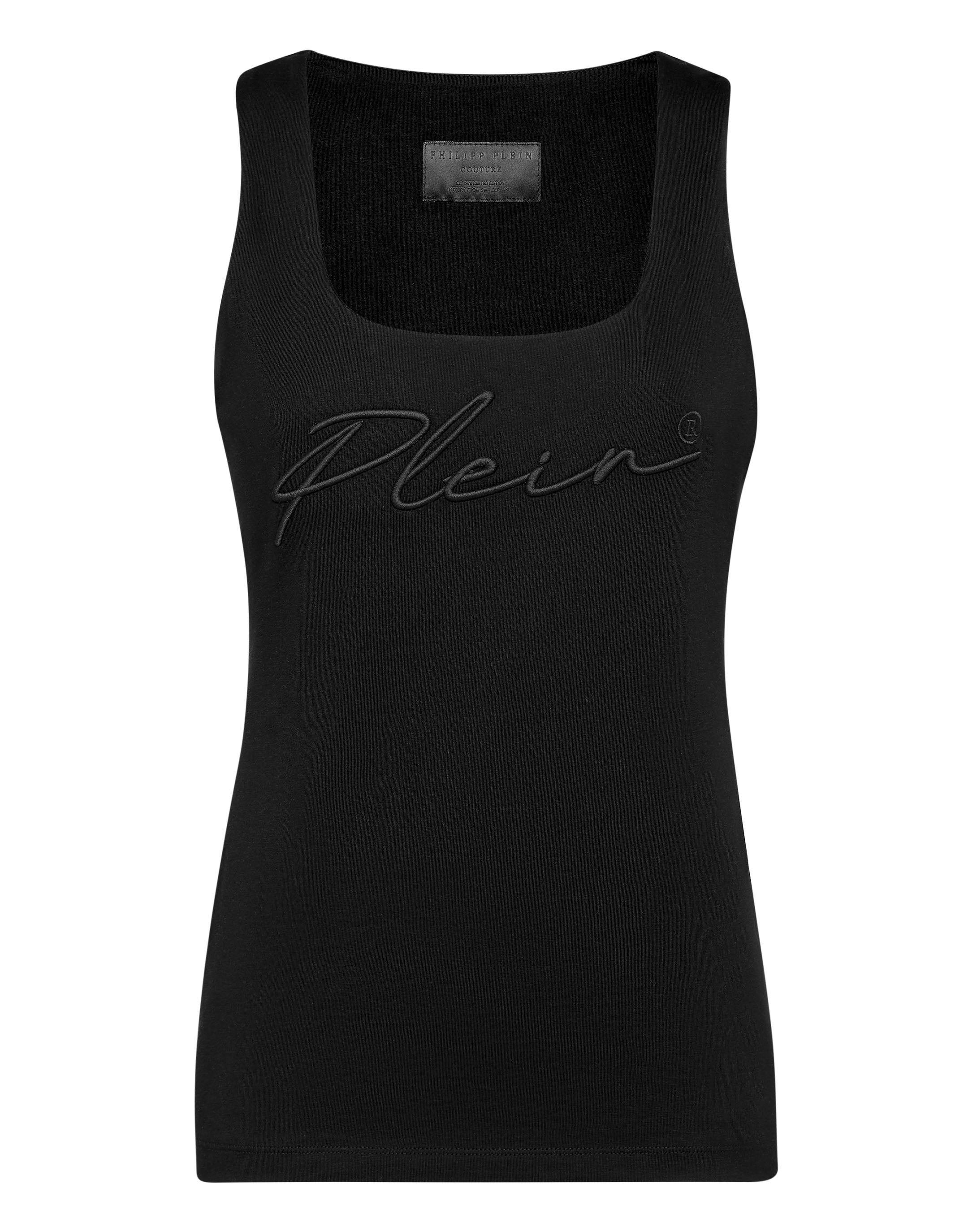 

Майка для отдыха с вышивкой Signature PHILIPP PLEIN, черный