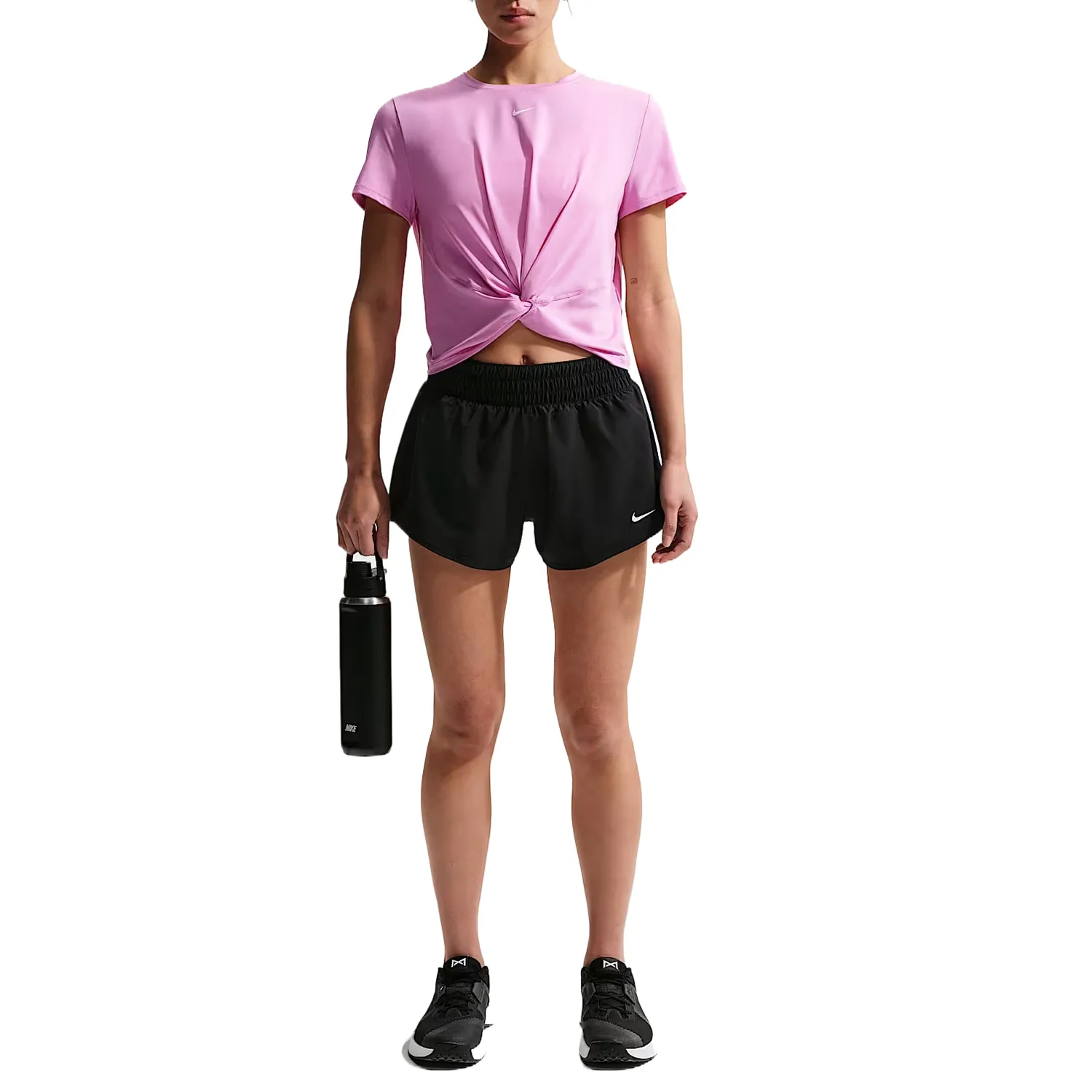 Женские спортивные шорты Dri Fit One Nike, черно-белый — фото 4