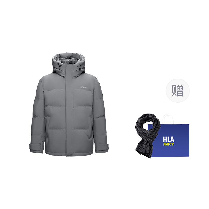 

HLA Пионер серия мужская пуховая куртка, Medium Gray 03 (Scarf Combo)