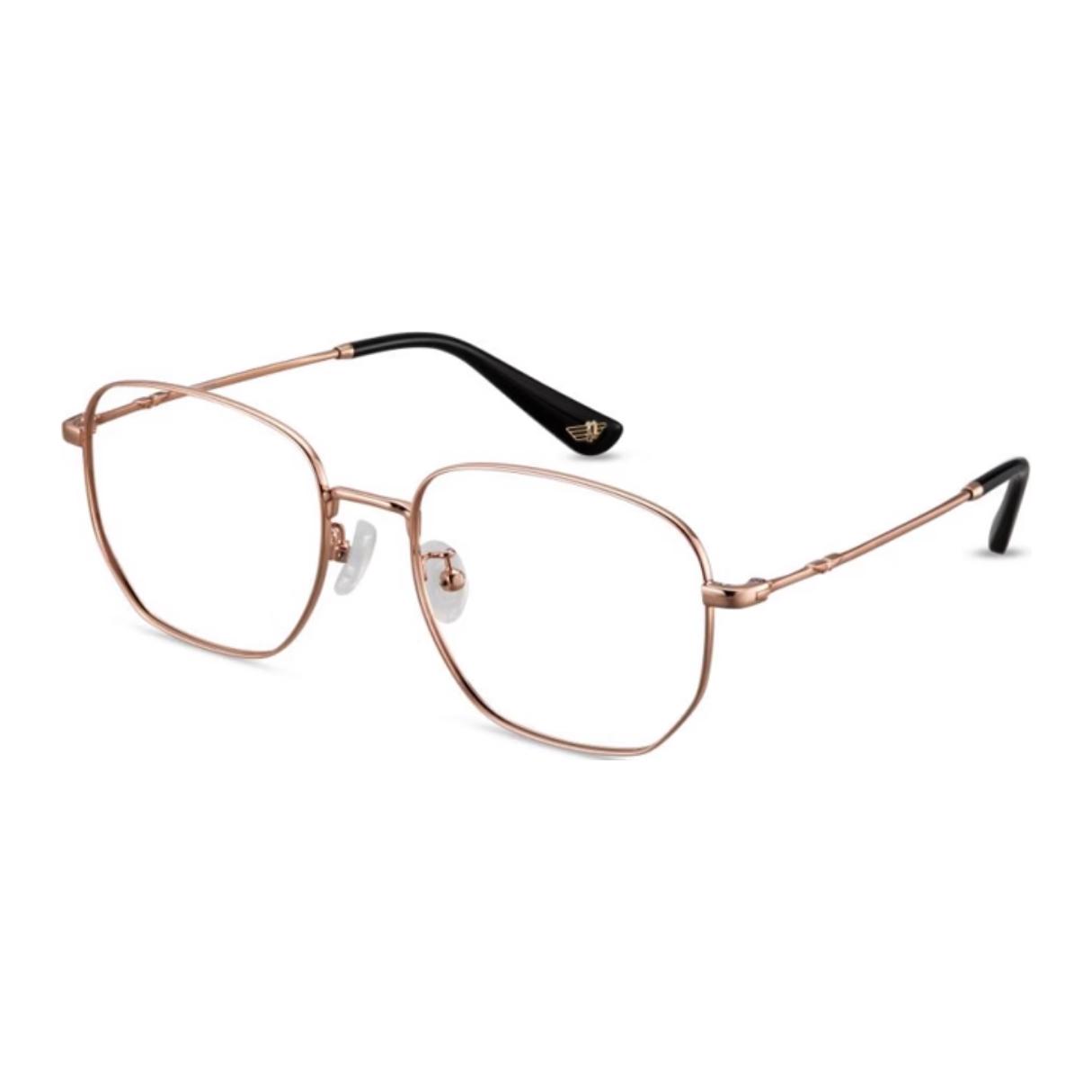 

Police Оправа для очков из нержавеющей стали бета-титана асимметричной формы с линзами унисекс розовое золото, Rose Gold