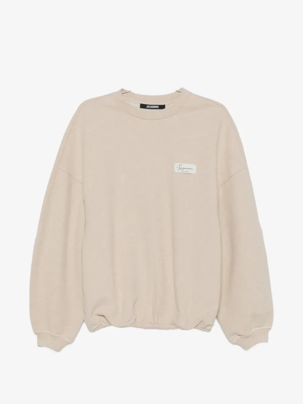 Джемпер со спущенной линией плеча и нашивкой-логотипом JACQUEMUS, бежевый