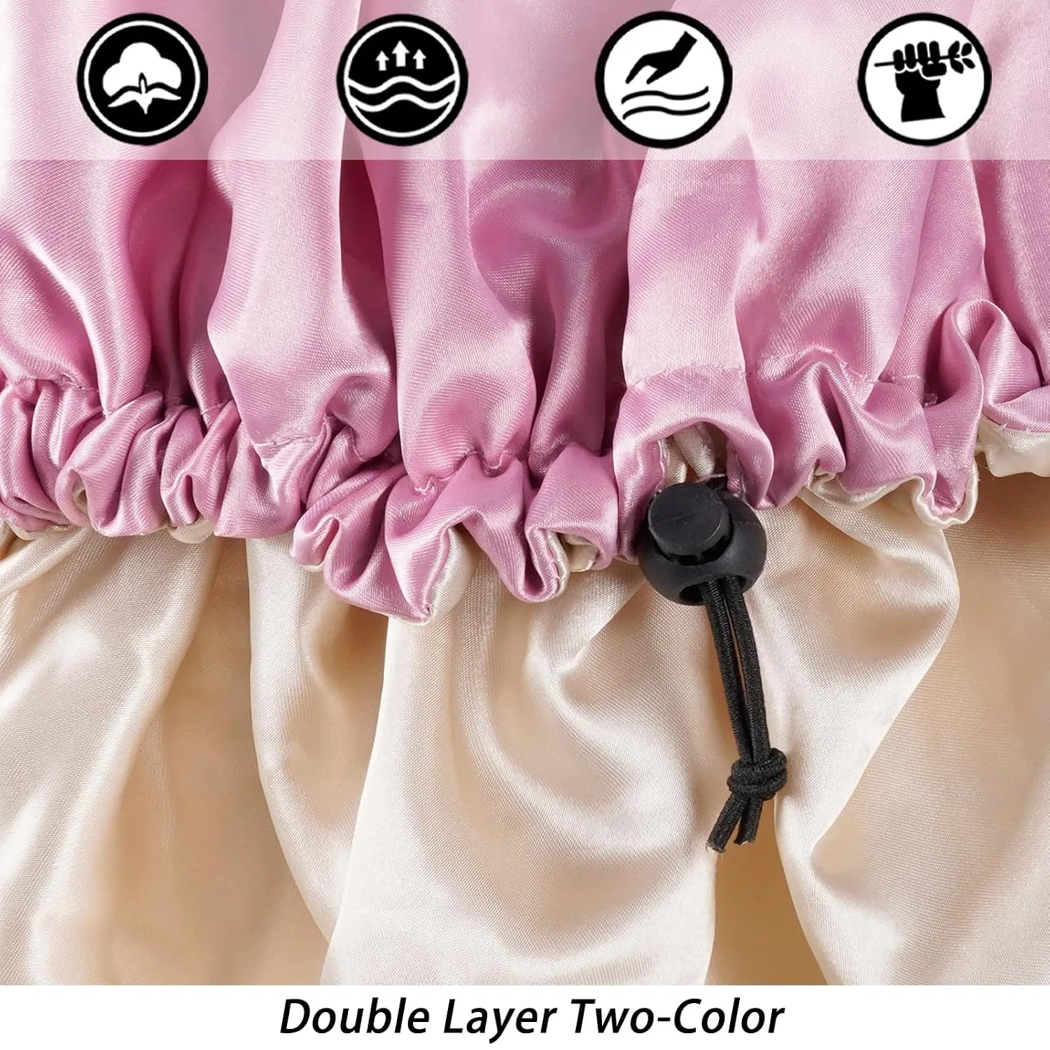 Шапочка для душа Satin Cap, Edoneery, двойной слой, регулируемая, Dark Pink — фото 2