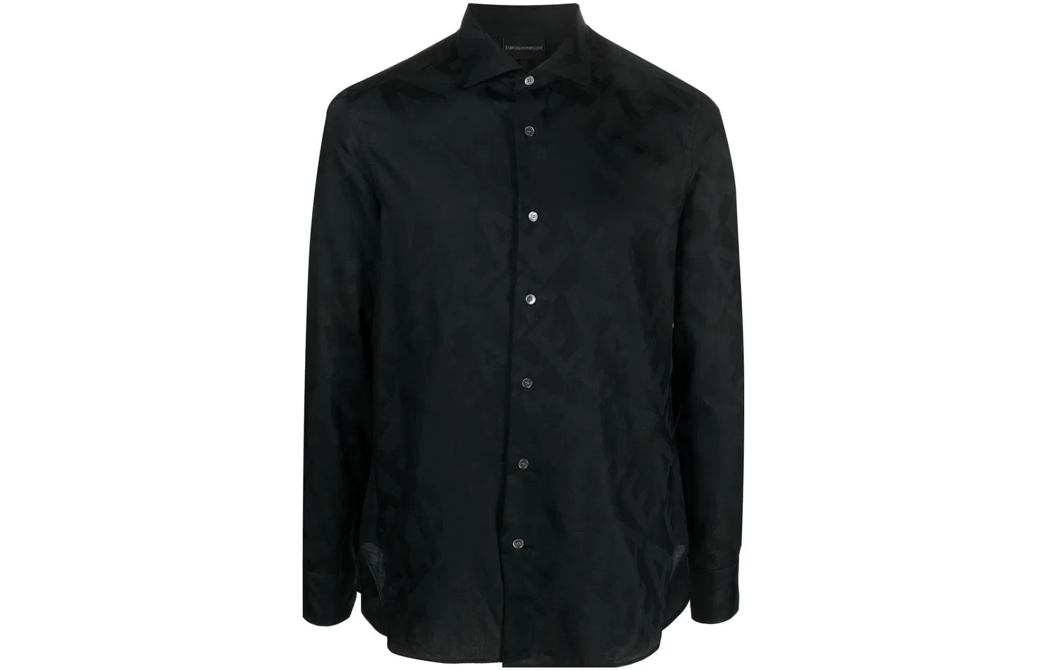 Мужская рубашка с длинным рукавом с монограммой Emporio Armani, Black