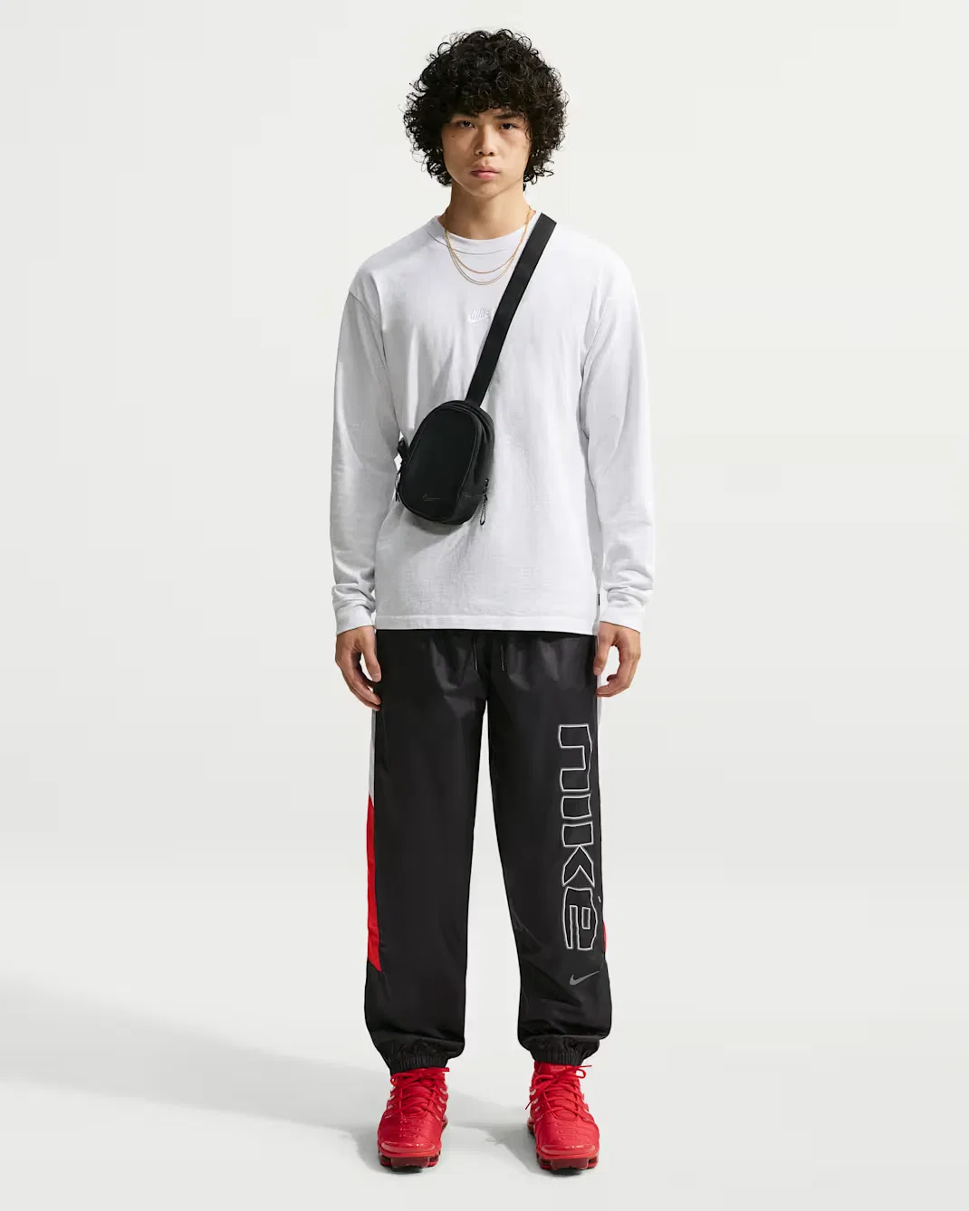 Мужские брюки на подкладке Nike Sportswear Windrunner, Black/University Red/Cement Grey