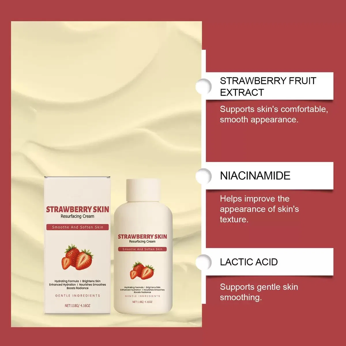 Крем для тела Strawberry Body Cream, Sgjwyc, 118 г, 4 шт — фото 4