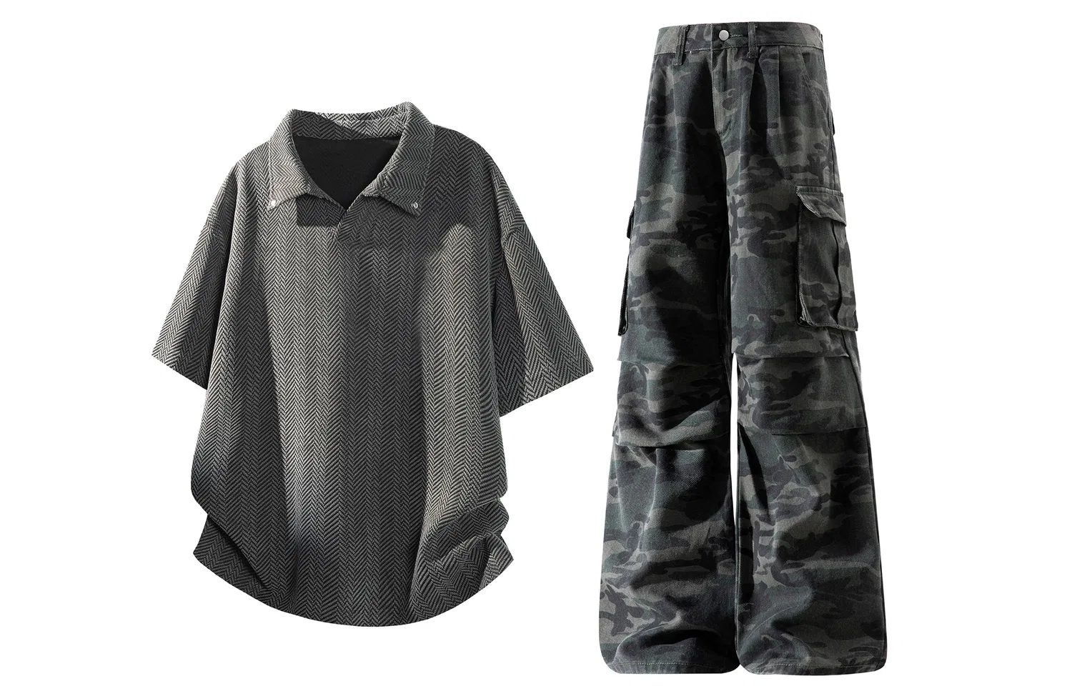 Детский спортивный костюм с принтом Casual Sportswear Unisex Lapel Moderate GWAF, Gray