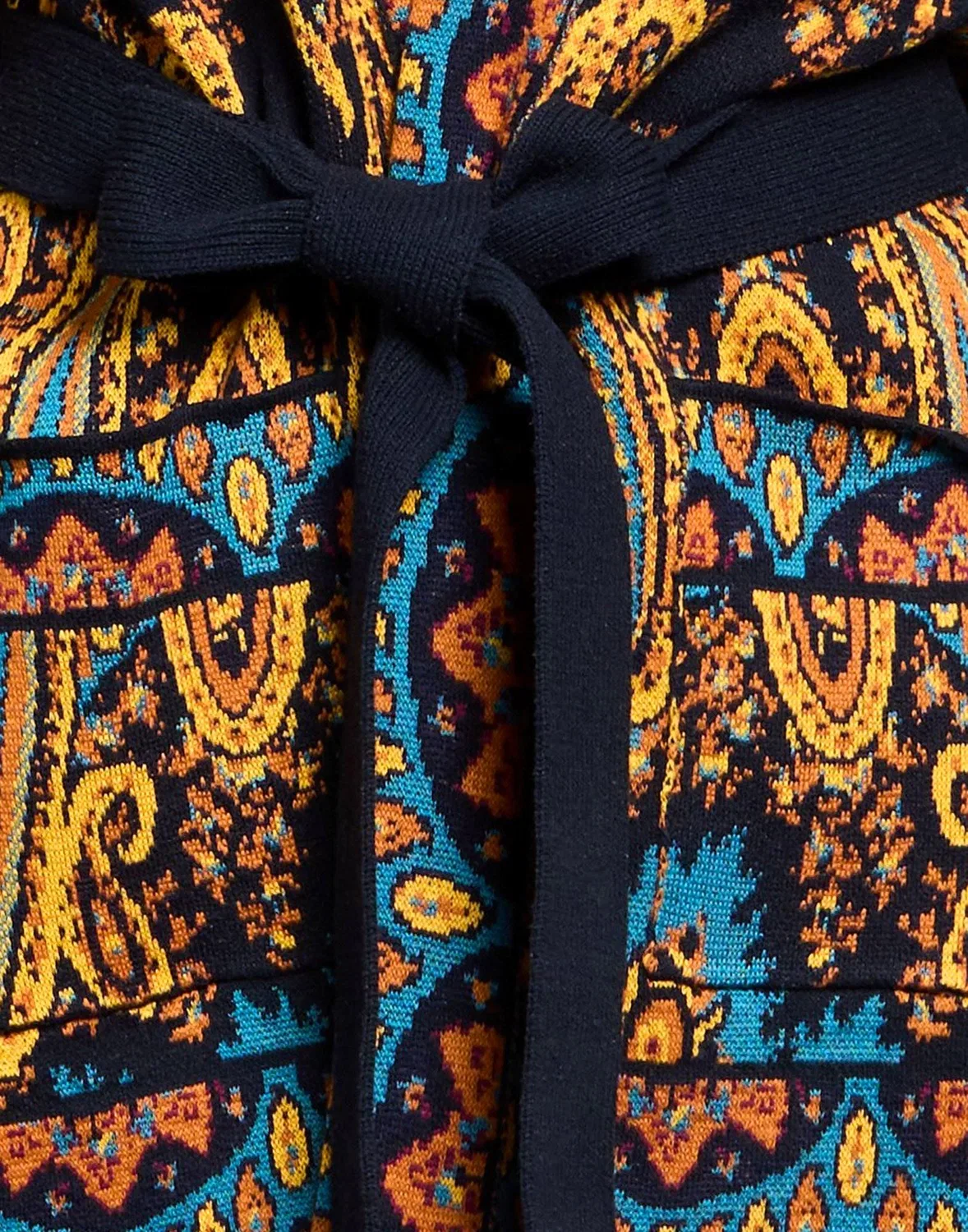 Женский кардиган с поясом Paisley-print Etro, темно‑синий — фото 4