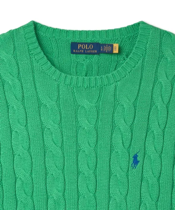Свитер из хлопка с кабельной вязкой, Polo Ralph Lauren, зеленый — фото 3