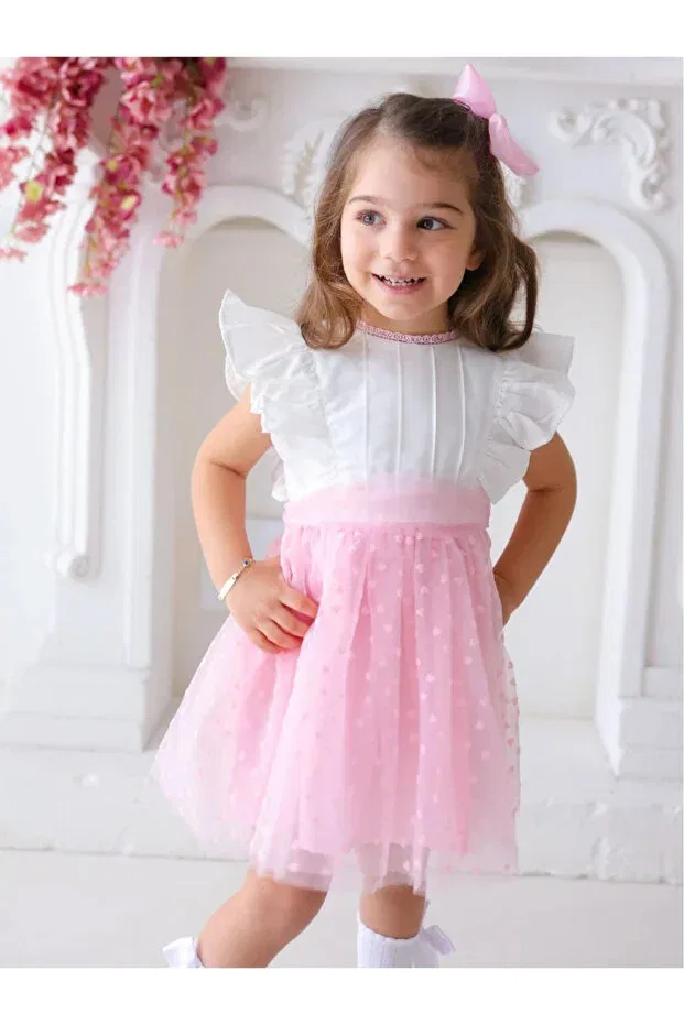 Детское платье для девочек с принтом Heart tutu Aysskids, Pink — фото 4