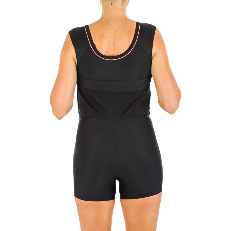 Женский купальник с юбкой и встроенным бюстгальтером, модель Una, Decathlon, Черный — фото 2