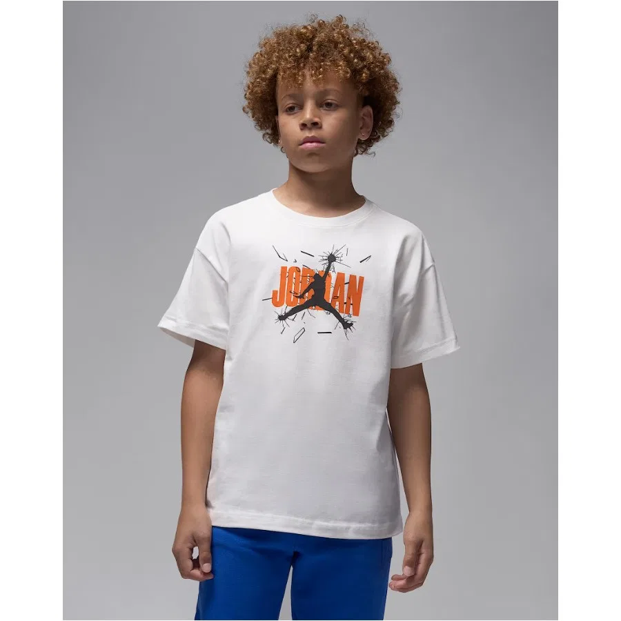 Детская футболка с принтом Jordan JDB MJ 85 Shatter SS Tee Nike, Молочный