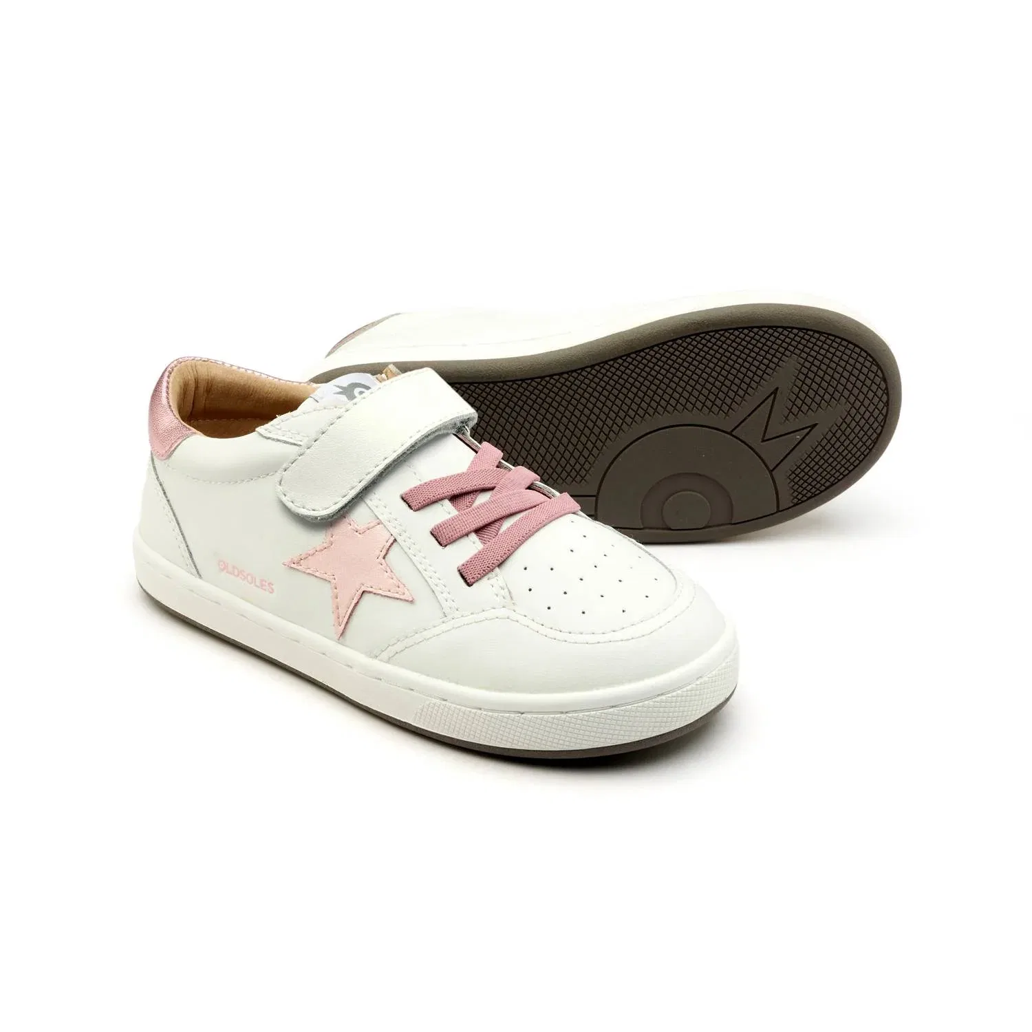 Детские кроссовки для девочек на липучках с круглым носом Platinum Runner Vl Strap Star Old Soles, Nacardo/Snow/Pink — фото 2