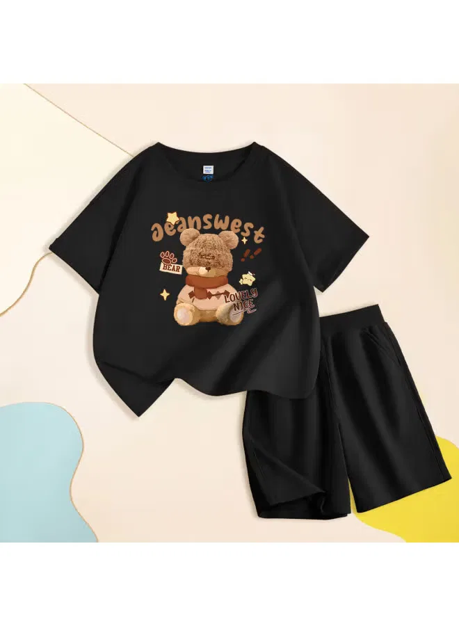Комплект летней спортивной одежды для мальчиков с коротким рукавом Jeanswest, черный — фото 2