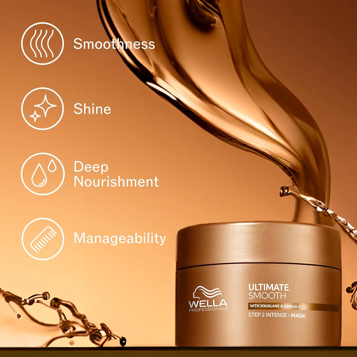 Шампунь Wella Professionals ULTIMATE SMOOTH 8,4 жидких унции + кондиционер 6,7 жидких унций + интенсивная маска 5,7 жидких унций | Для сухих, тусклых и вьющихся волос | Со скваланом и омега-9 — фото 4