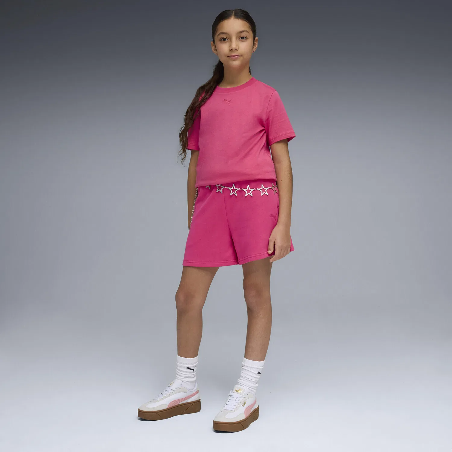 Детские шорты с высокой посадкой Essentials High-Waist Shorts Puma, Rosa — фото 4