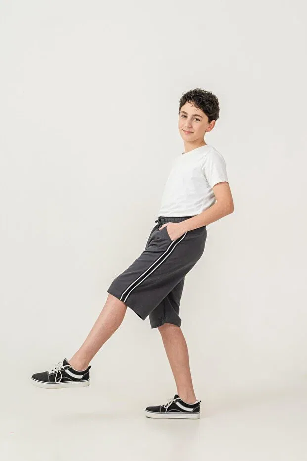 Детские шорты для мальчиков с боковыми полосками Mışıl Kids, Smoke Grey — фото 4