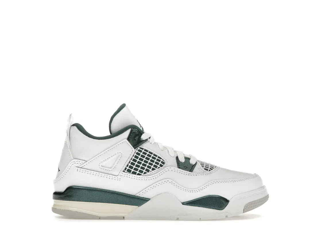 Детские кроссовки для мальчиков и девочек с ретро-дизайном Jordan 4 Retro Jordan, White/Oxidized Green/White/Neutral Grey