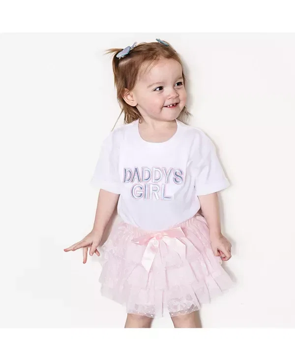 Детский комбинезон для девочек с коротким рукавом Daddy's Girl Patch Sweet Wink, белый — фото 2