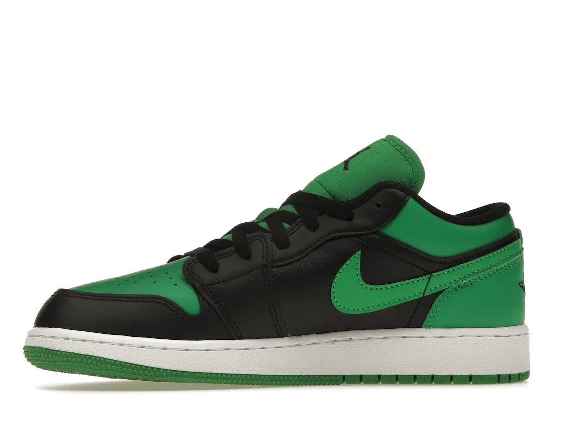 Детские кроссовки для мальчиков с контрастным дизайном Jordan 1 Low Lucky Green Jordan, Black/Black/Lucky Green/White — фото 3