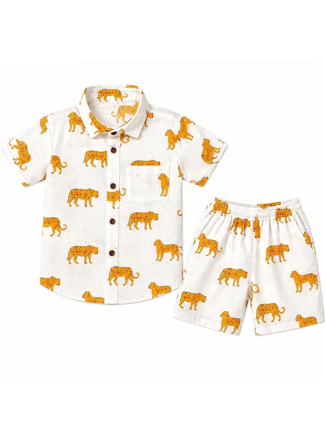 Комплект детский с принтом тигров 2 предмета Matching Family Outfits, белый — фото 2