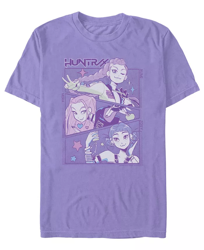 

Мужская футболка Huntrix Group Panels с принтом K-Pop Demon Hunters Fifth Sun, фиолетовый