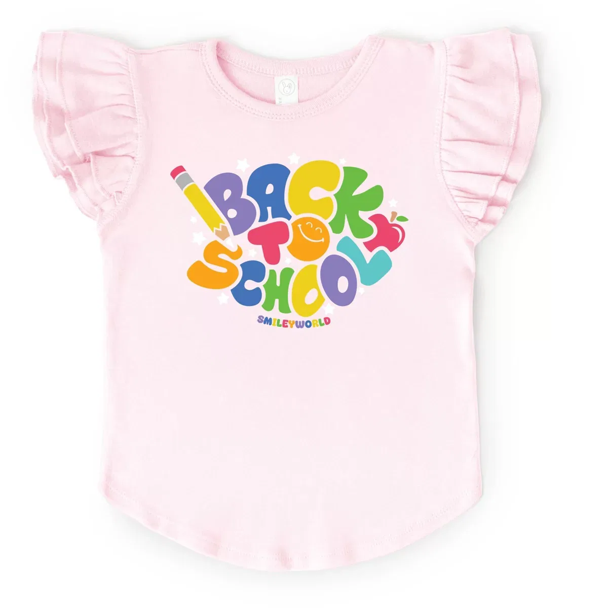 Детская футболка для девочек с принтом SmileyWorld Back To School Stars The Juniper Shop, Seafoam