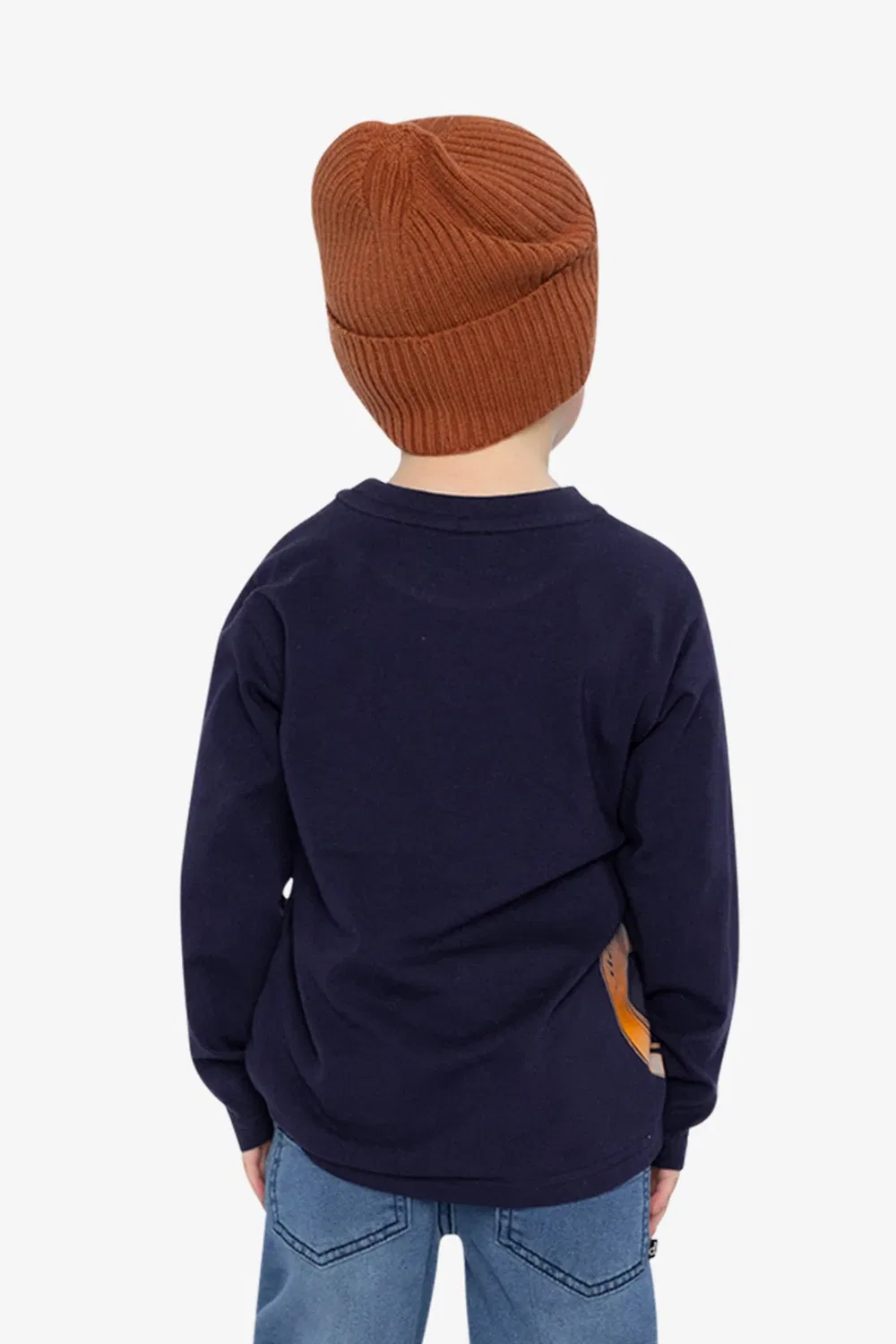 Детская футболка с длинным рукавом с принтом Deux par Deux, Dark Blue and Orange — фото 4