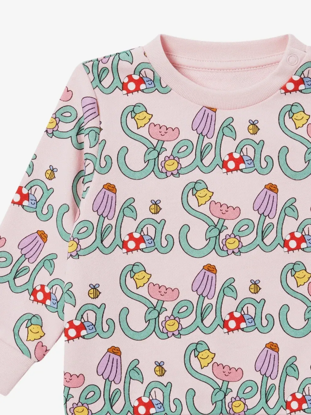 Хлопковый свитшот с логотипом Vine Stella McCartney Kids, розовый — фото 2