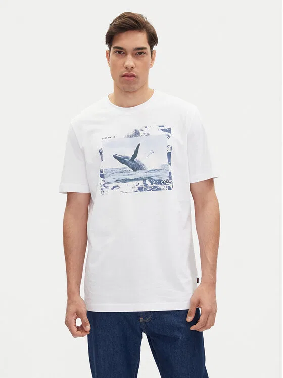 Футболка regular fit Te_Dunetrace Boss, белый