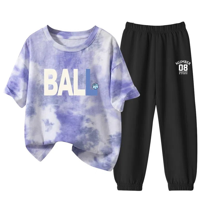 Детский спортивный комплект с принтом Basketball Letter, Purple/H Basketball Letter-Black/H08K, WARRIOR