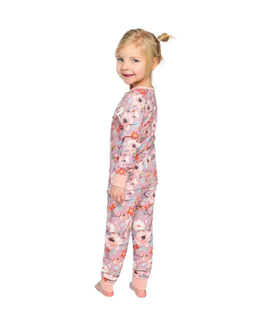 Детская пижама из хлопка с принтом, модель Floral Print Deux par Deux, Pink Printed Flowers — фото 3