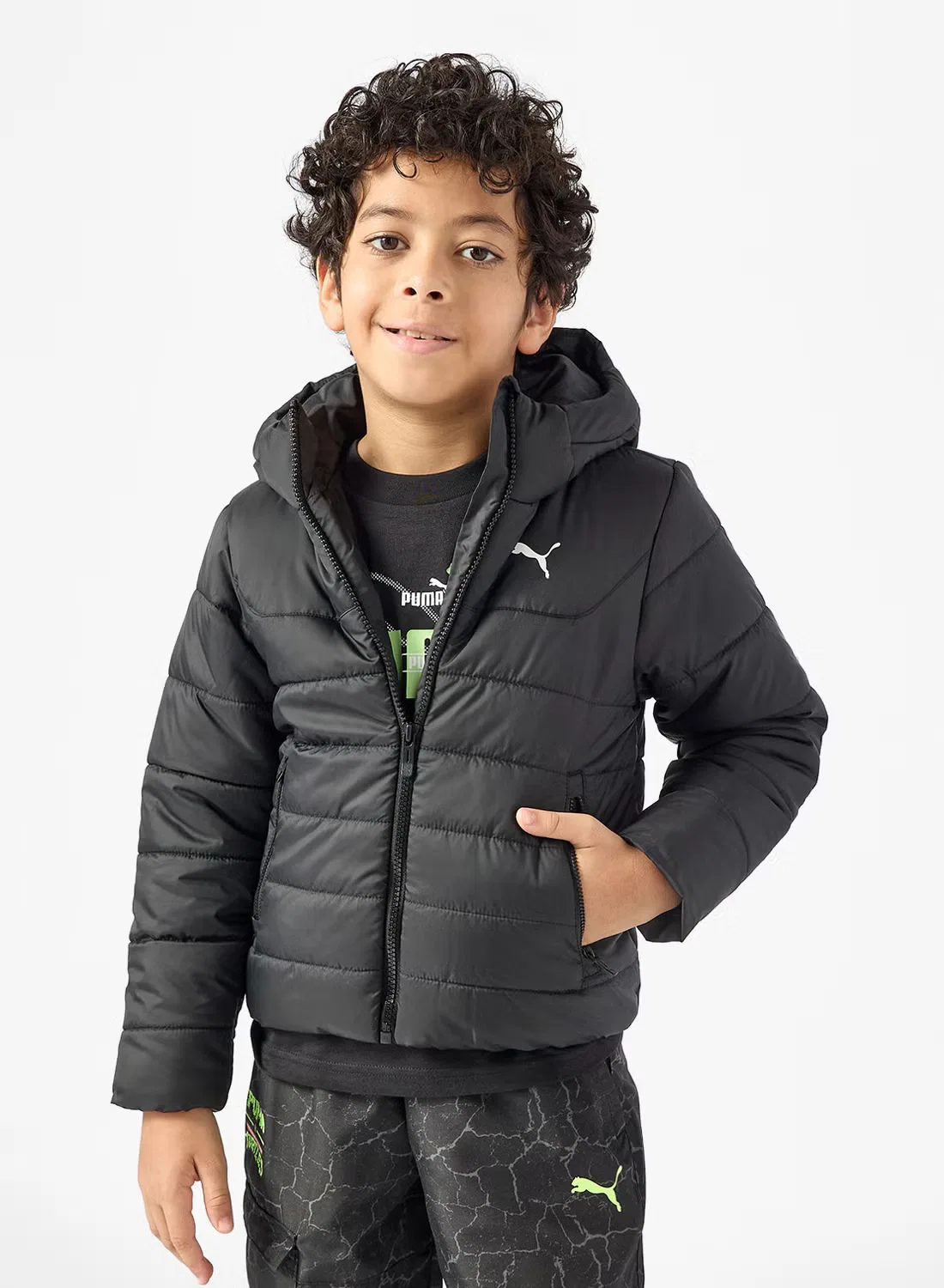 Худи детская утепленная с капюшоном Youth Essential Puma, черный