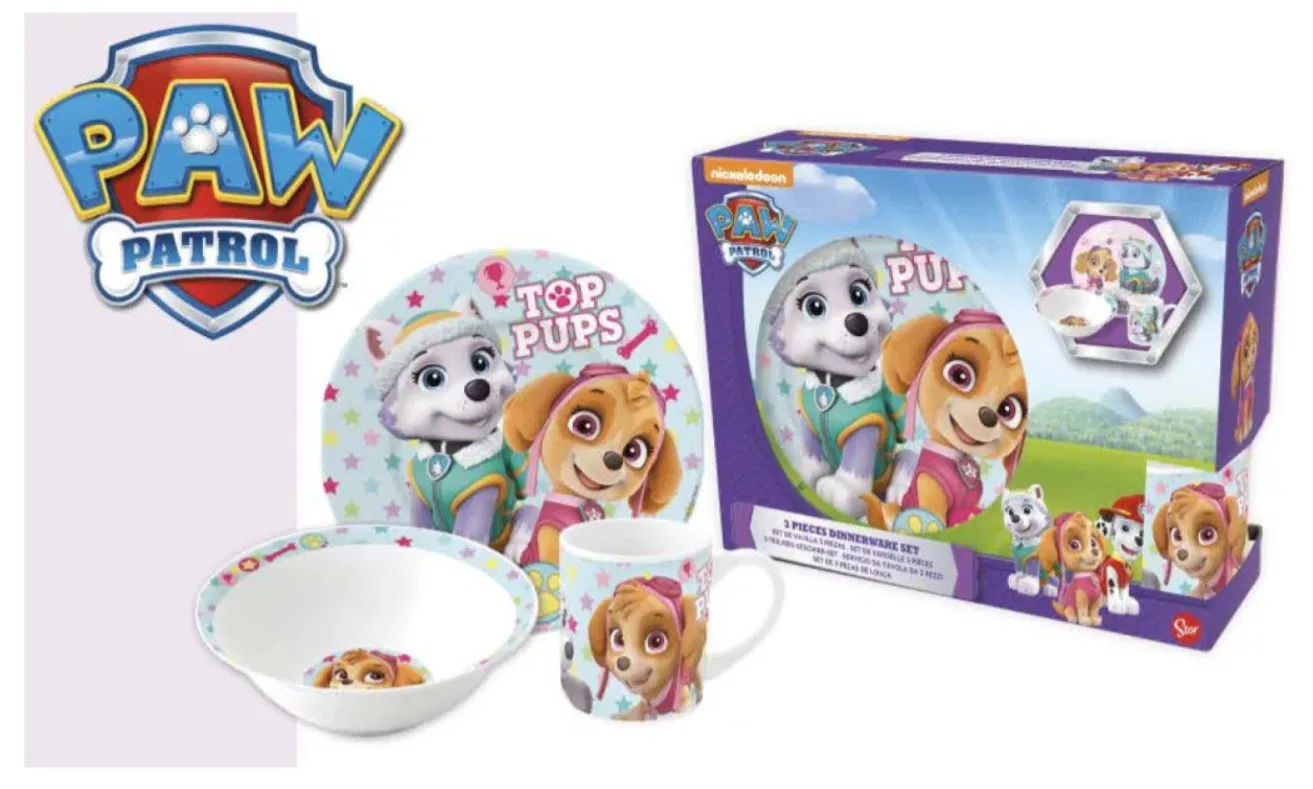 Детский набор посуды из фарфора с принтом Paw Patrol Girl Stars, Paw Patrol — фото 3