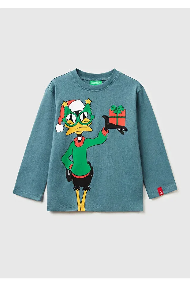 Детская футболка для мальчиков с принтом Oversize United Colors Of Benetton, Gray-Green