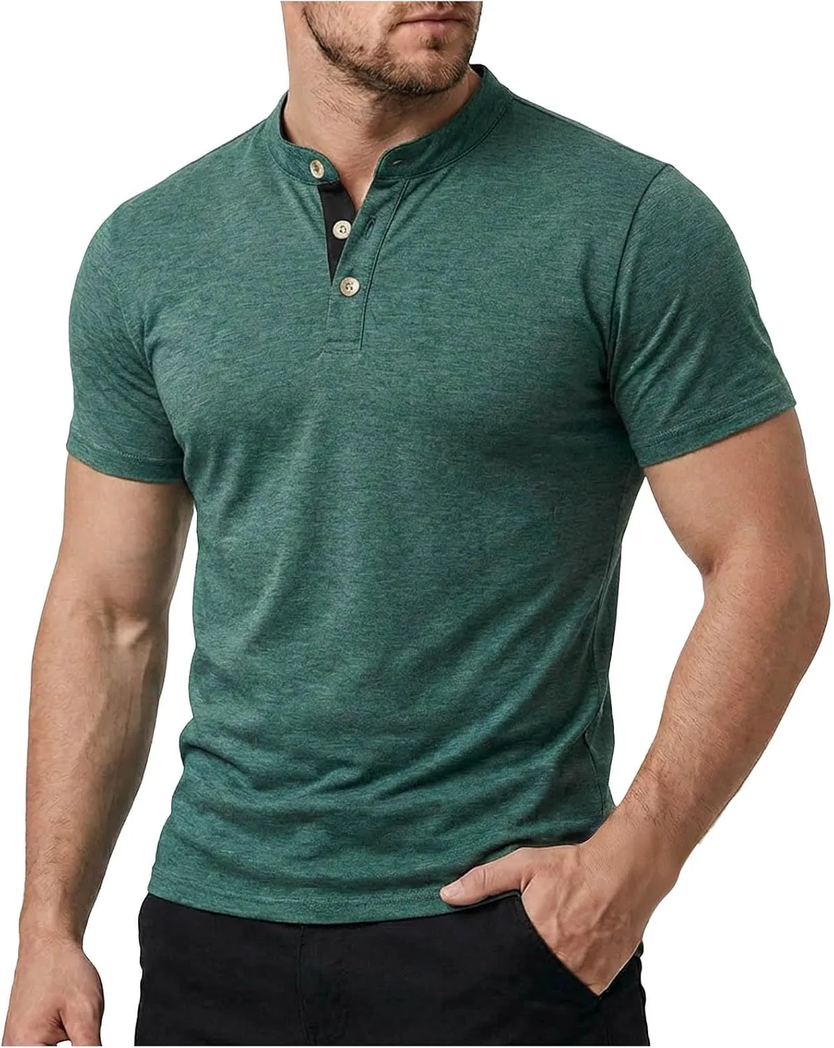 Мужская футболка с воротником короткий рукав Slim Fit, Green