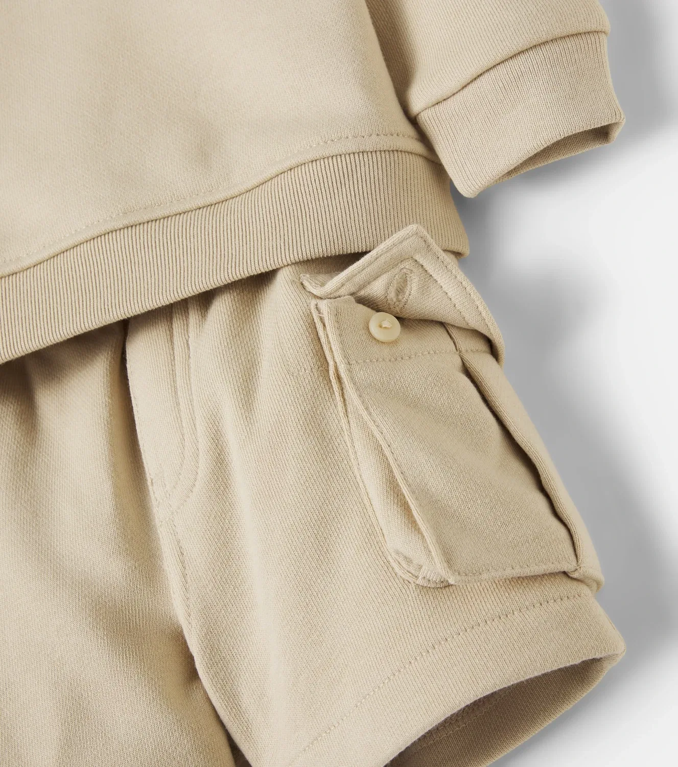 Комплект из свитшота и шортов хлопковый Polo Ralph Lauren Kids, бежевый — фото 4