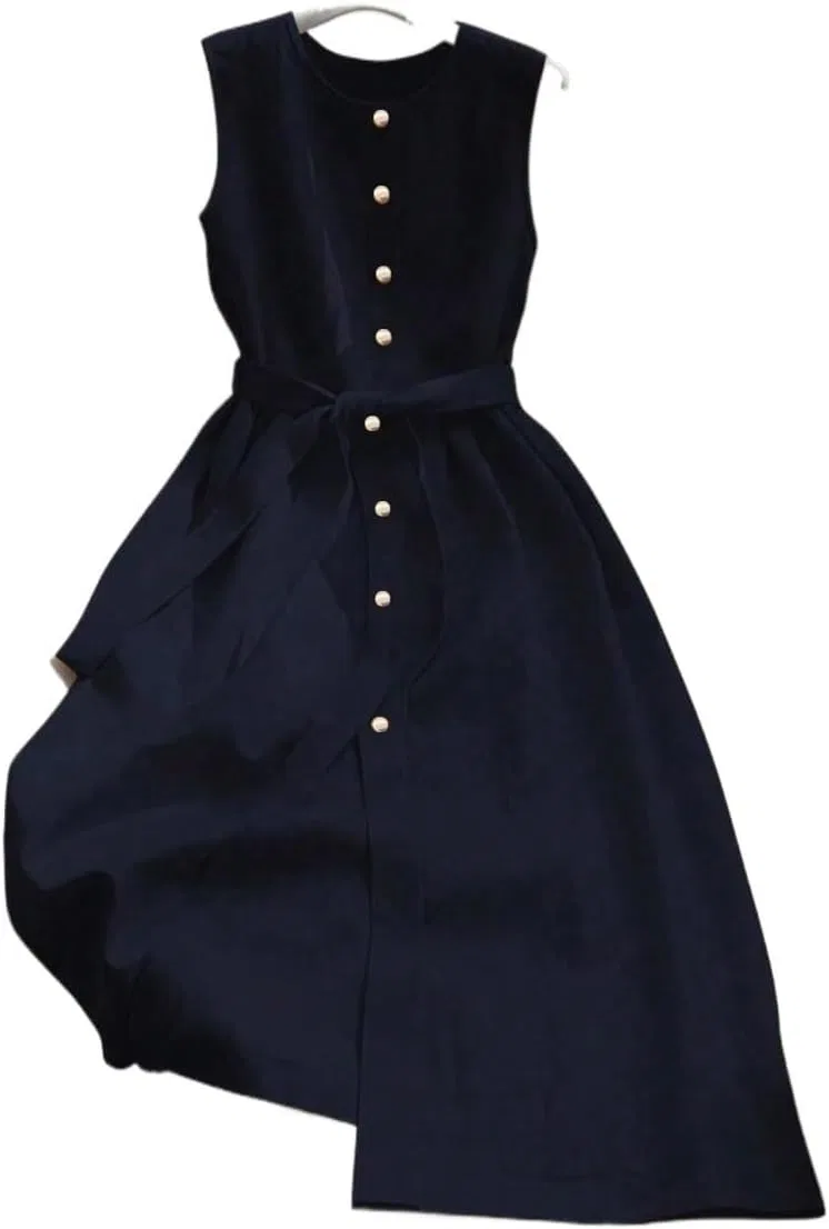 Женское A-силуэта платье на пуговицах Huhuidong, Navy Blue — фото 2
