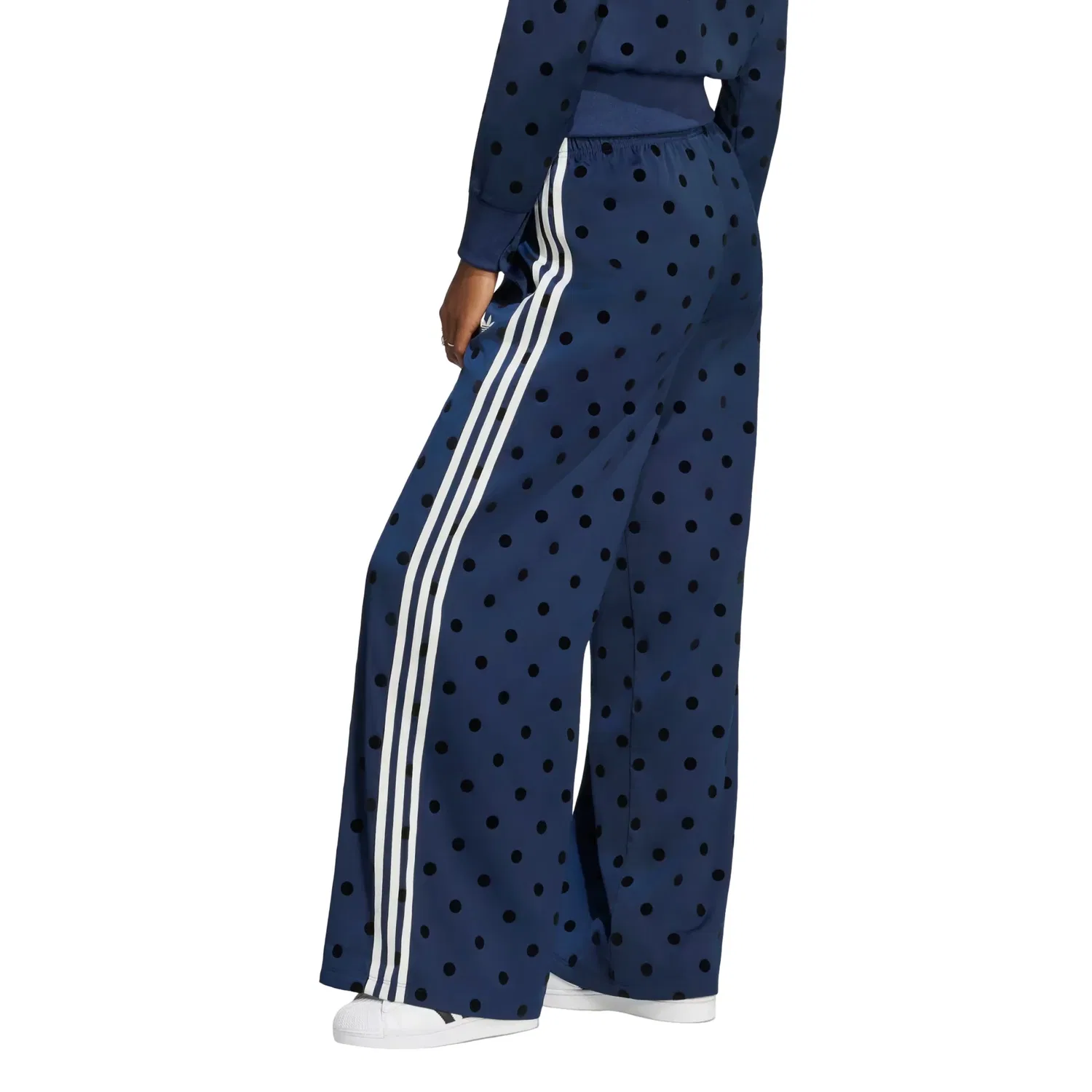 Женские брюки Satin Polka Dots Wide Leg Pant Asia Sizing 'Night Indigo' adidas, Night Indigo — фото 4