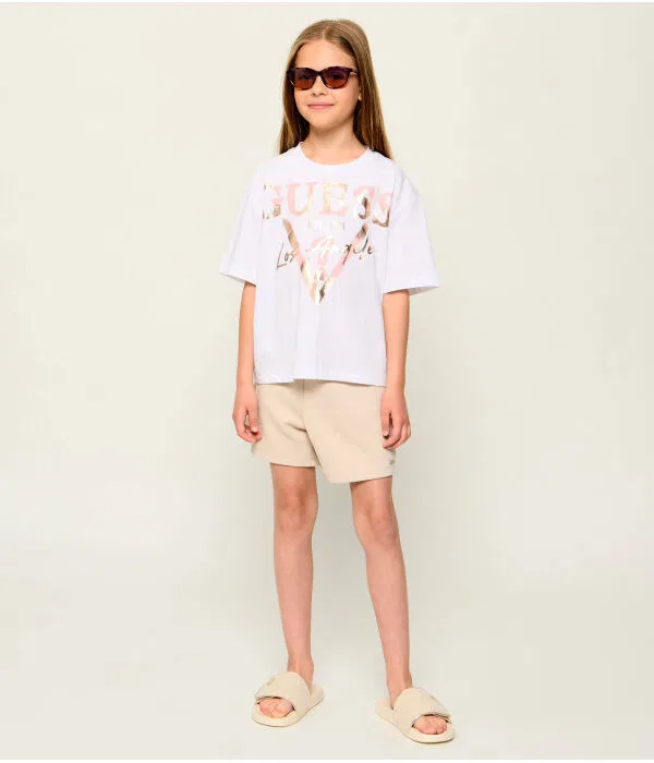 Детская футболка для девочек с круглым вырезом Relaxed Fit Guess, белый — фото 2
