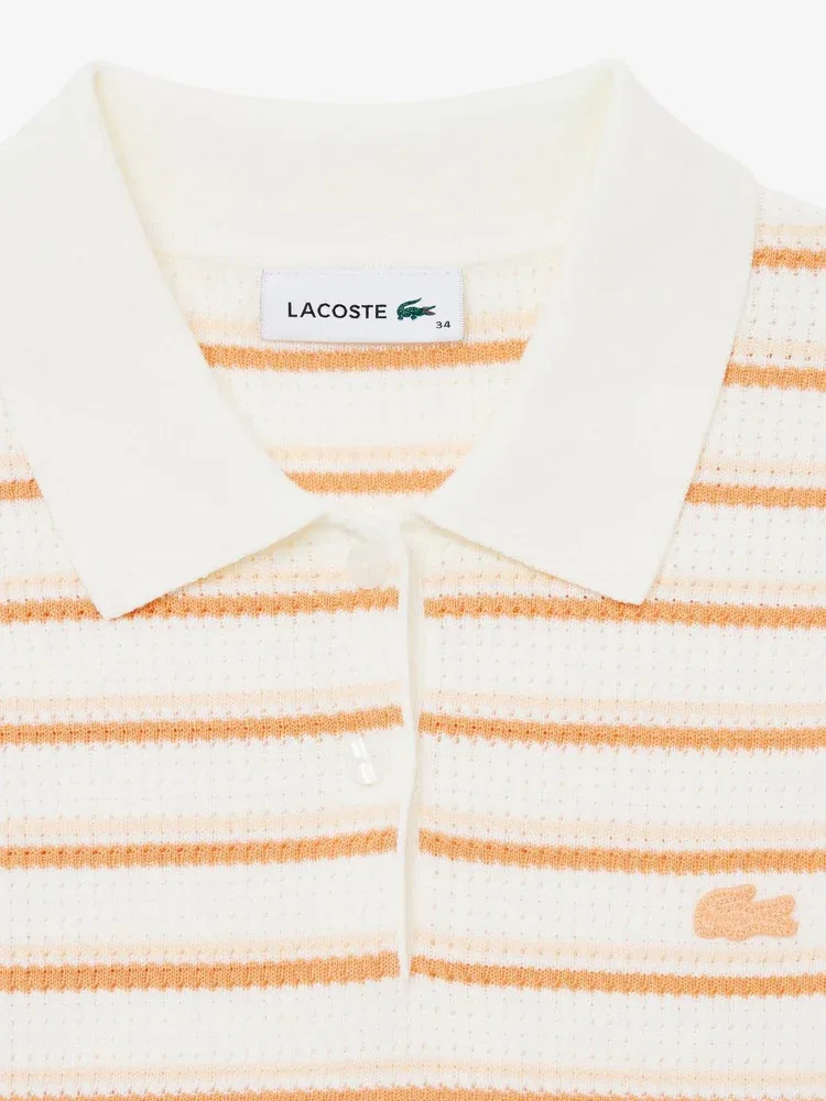 Свитер поло женский, полосатый LACOSTE, Orange — фото 3
