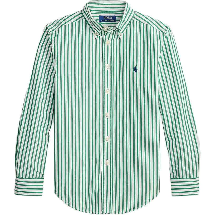Детская рубашка поло с длинным рукавом Polo Ralph Lauren, Cruise Green White